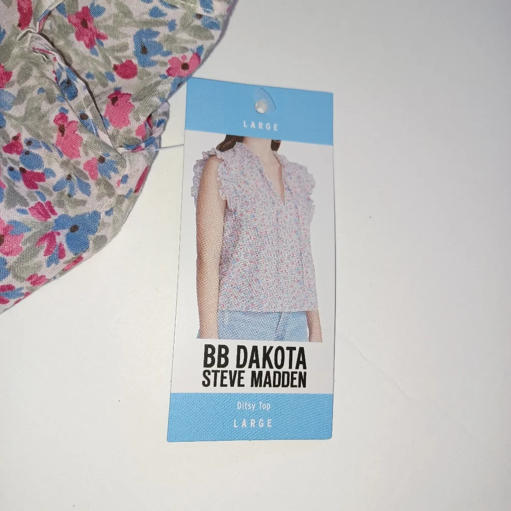 NEW BB Dakota Steve Madden Multicolor Ruffled Top Womens Sz Lg NWT - Picture 6 of 11
